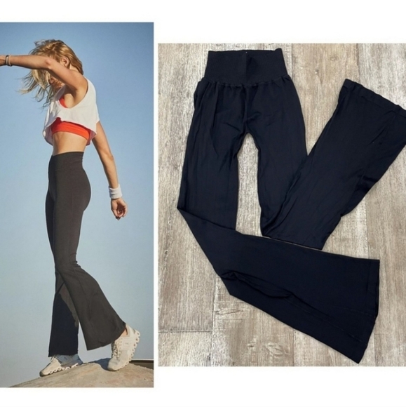FREE PEOPLE Good Karma Flare Leggings S/XS Black - Picture 1 of 8